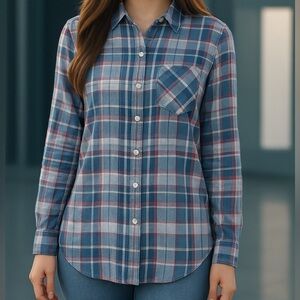 Abercrombie & Fitch Women’s Small Blue Plaid Button Up Long Sleeve Shirt Small